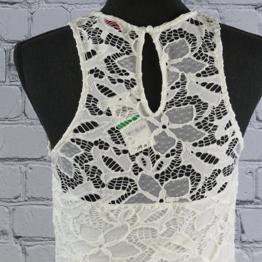 NWT-Junior's Lace Illusion Skater Dress - Ivory - Picture 8 of 8